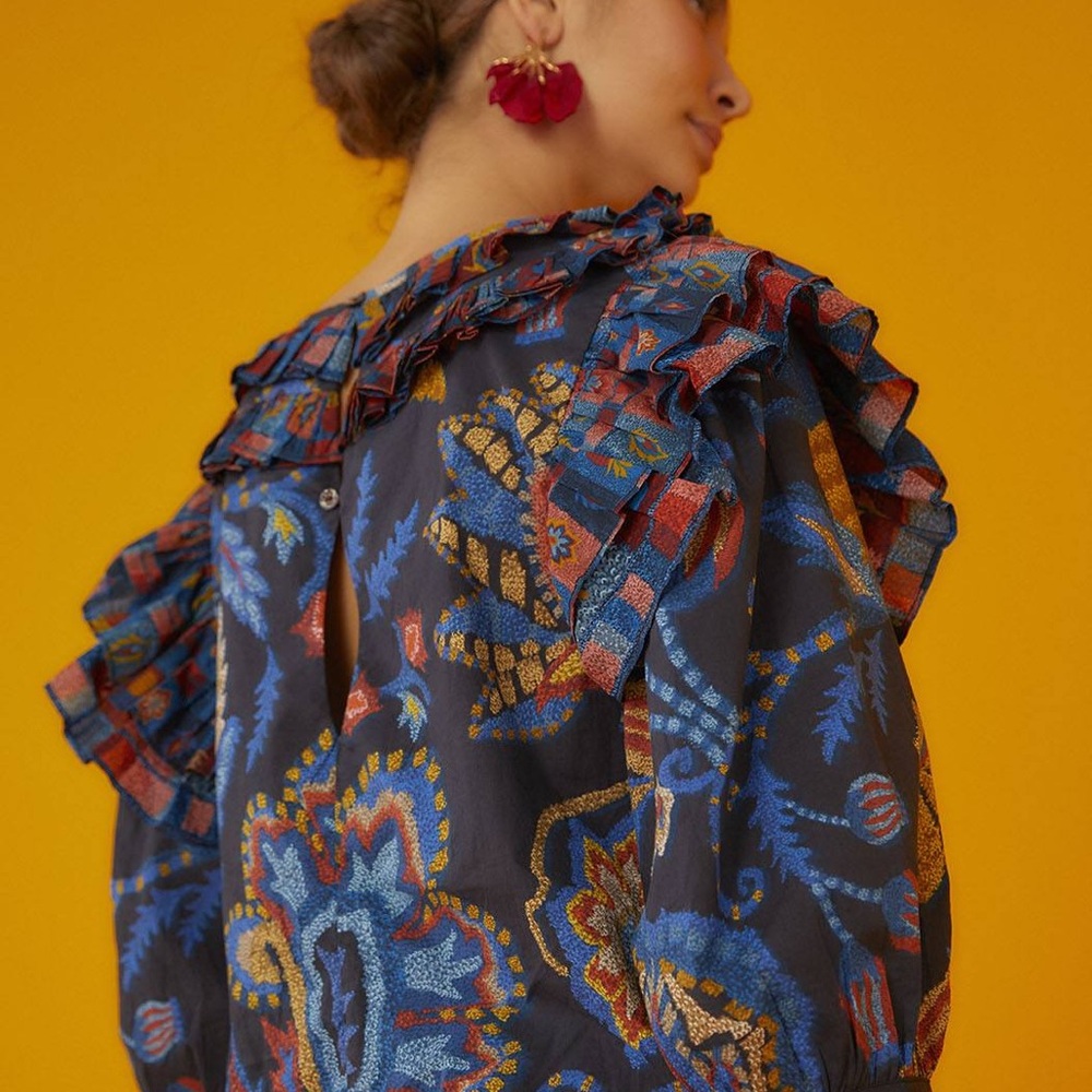 Farm Rio Sunset Tapestry Blouse
